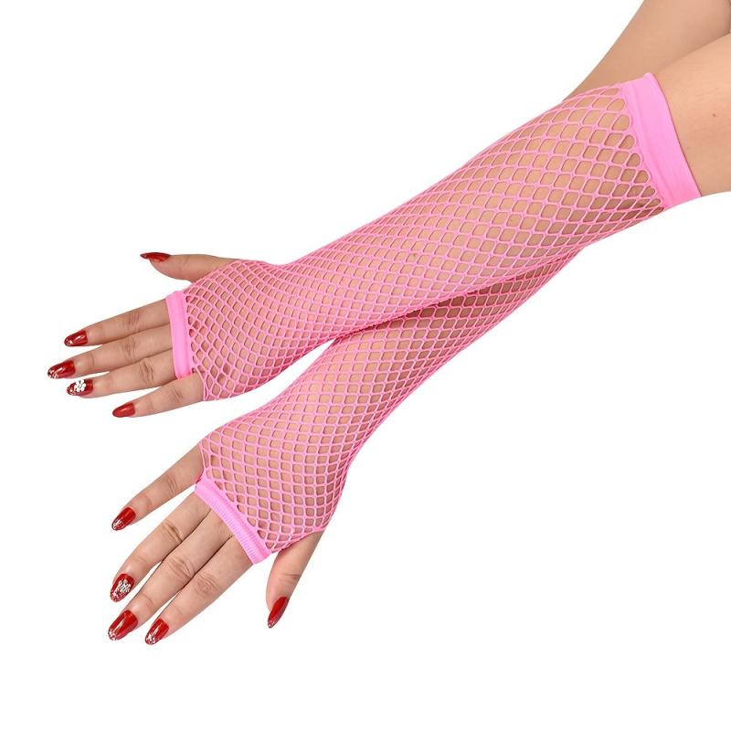 Punk Mesh Gloves Solid Long Party Dress Women's Accessories