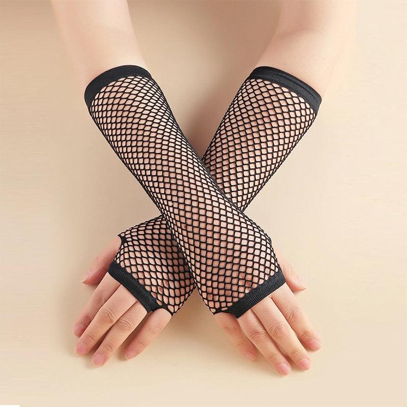 Punk Mesh Gloves Solid Long Party Dress Women's Accessories