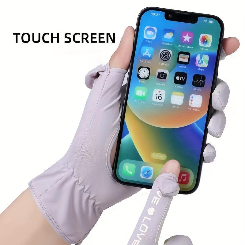 Viscose Sunshade Gloves Touch Screen Casual Sunscreen Outdoor Flip Gloves