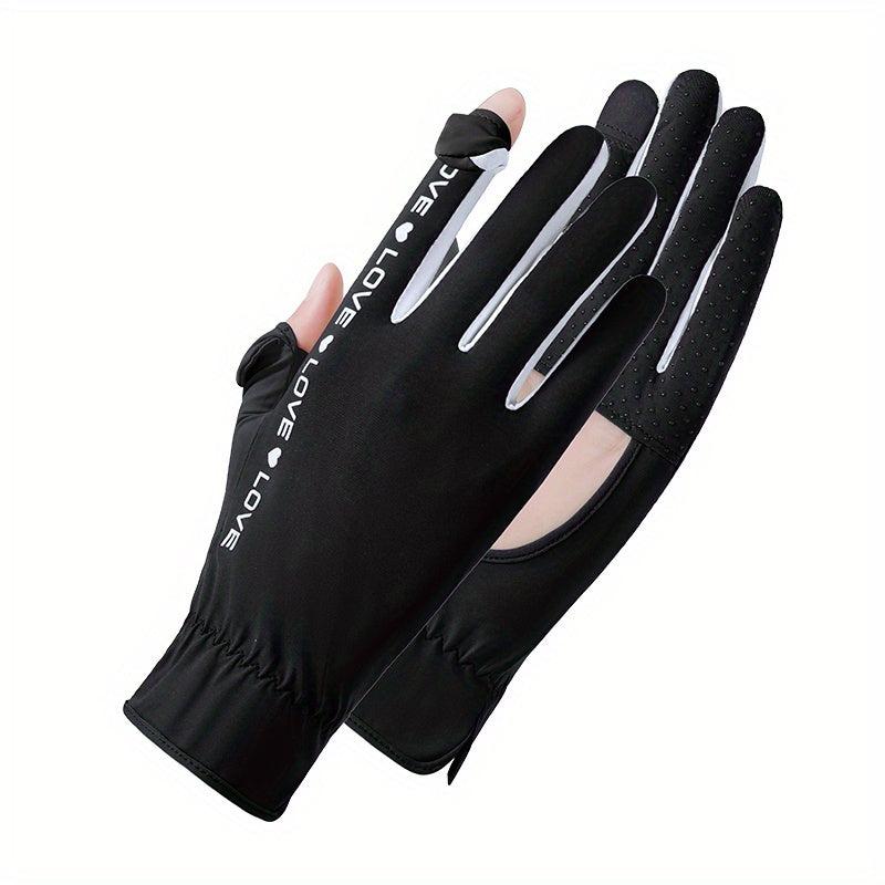 Viscose Sunshade Gloves Touch Screen Casual Sunscreen Outdoor Flip Gloves