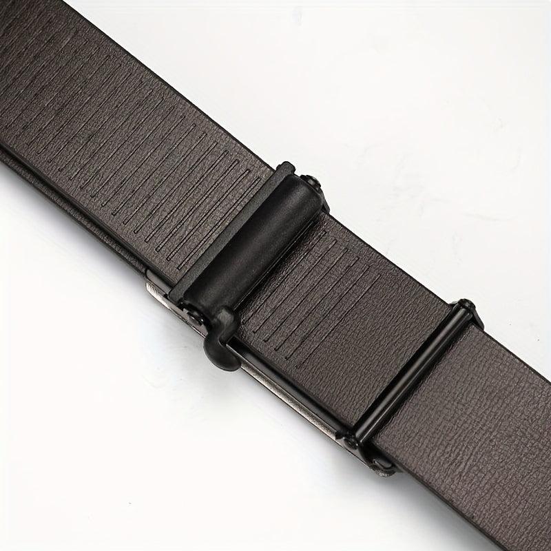 Zodiac Leather Belt w/ Symmetrical Buckle for Men