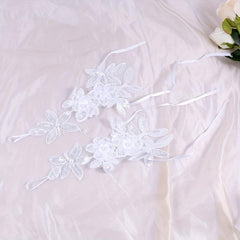 Lace Petal Pearl Gloves Crochet Fingerless Gloves Wedding Dress Decorative