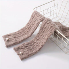 Ribbed Knitted Wool Gloves Plush Warm Fingerless Long Gloves