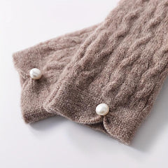 Ribbed Knitted Wool Gloves Plush Warm Fingerless Long Gloves