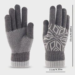 Snowflake Knit Gloves for Women Fleece Lined