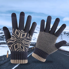 Snowflake Knit Gloves for Women Fleece Lined