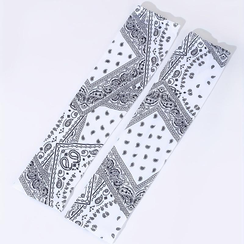 3pcs Paisley Print Sunproof Mask & Ice Sleeves Set Cycling Gear