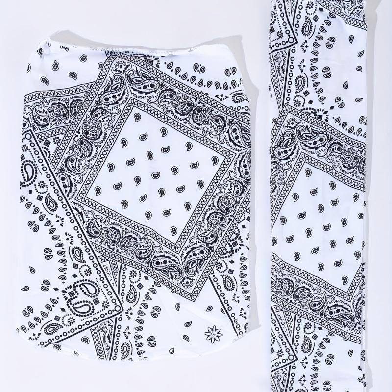 3pcs Paisley Print Sunproof Mask & Ice Sleeves Set Cycling Gear