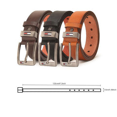 Men's PU Leather Square Buckle Pin Business Belt For Jeans