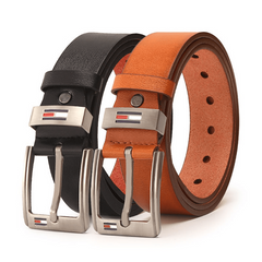Men's PU Leather Square Buckle Pin Business Belt For Jeans