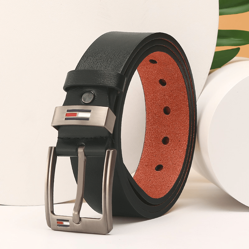 Men's PU Leather Square Buckle Pin Business Belt For Jeans