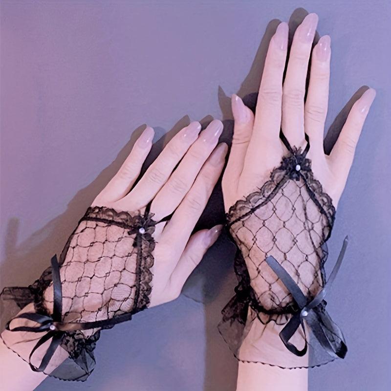 Lace Fingerless Gloves Short Summer Gloves Romantic Wedding Bridal Gloves