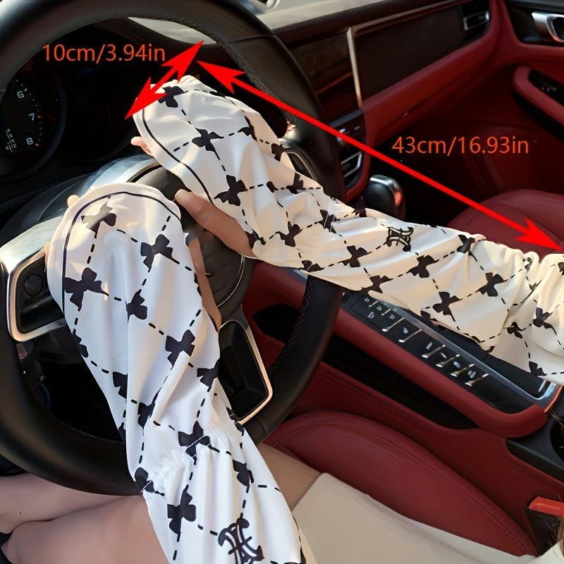 Plaid Sunscreen Gloves UV Protection Sleeves with Thumb Hole