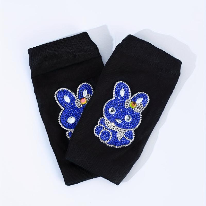Rhinestone Rabbit Decor Y2K Fingerless Gloves