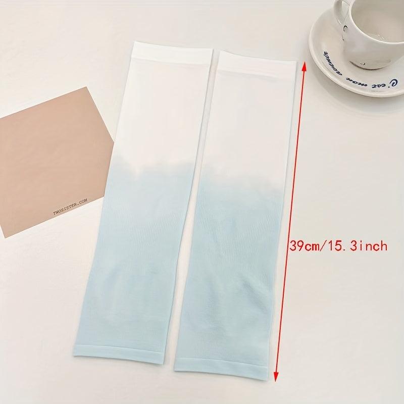 Gradient Ice Sleeve UV Protection Fingerless Gloves