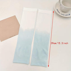 Gradient Ice Sleeve UV Protection Fingerless Gloves