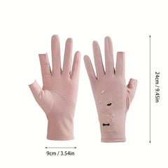 Bear Embroidery Fingerless Gloves for Women