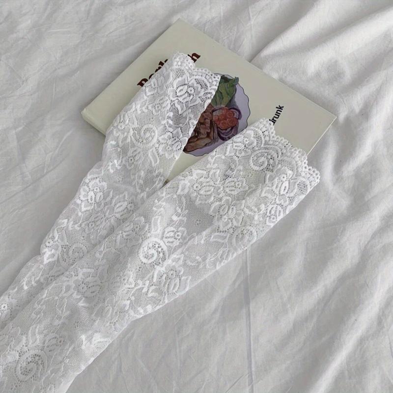 Lace Sleeves Floral Fingerless Gloves UV Protection