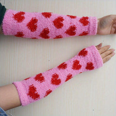 Velvet Thicken Arm Sleeve Warm Fingerless Sleeves For Women