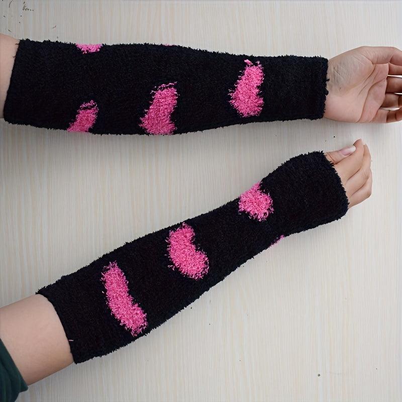 Velvet Thicken Arm Sleeve Warm Fingerless Sleeves For Women