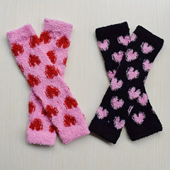 Velvet Thicken Arm Sleeve Warm Fingerless Sleeves For Women