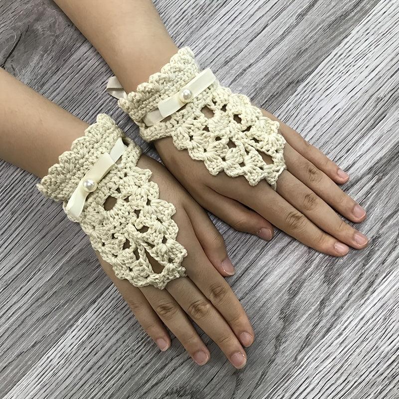 Vintage Hand knit Knitted Gloves Crochet Gloves Solid Gloves Boho Style