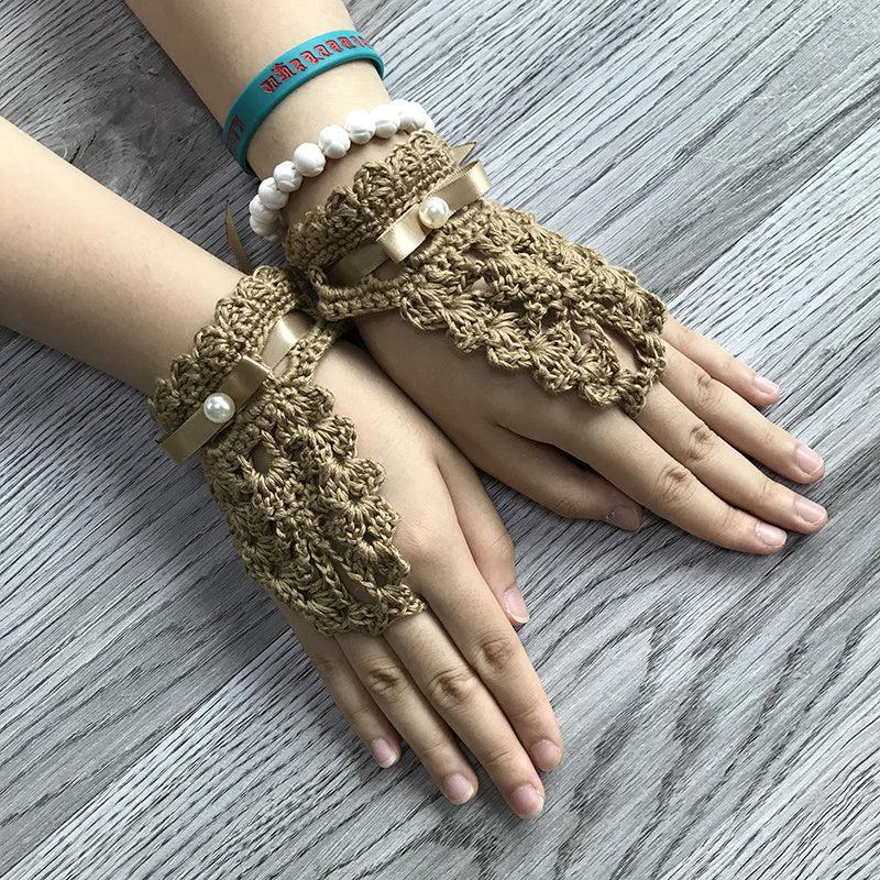 Vintage Hand knit Knitted Gloves Crochet Gloves Solid Gloves Boho Style