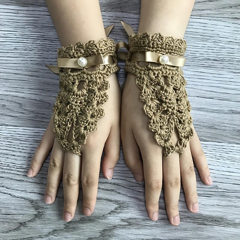 Vintage Hand knit Knitted Gloves Crochet Gloves Solid Gloves Boho Style