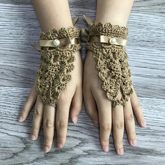 Vintage Hand knit Knitted Gloves Crochet Gloves Solid Gloves Boho Style