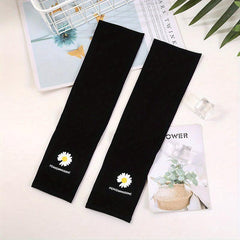Daisy Print Sun Gloves UV Protection Breathable Ice Sleeves