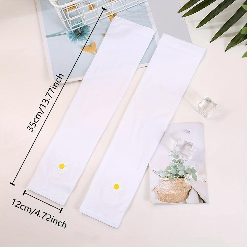 Daisy Print Sun Gloves UV Protection Breathable Ice Sleeves