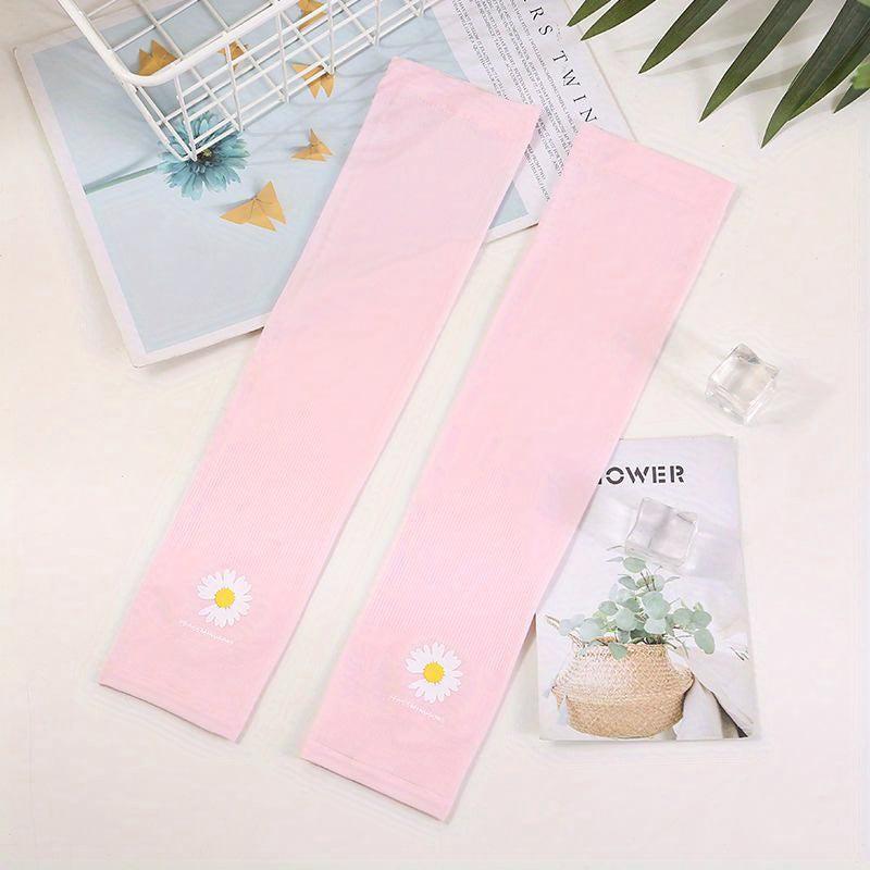 Daisy Print Sun Gloves UV Protection Breathable Ice Sleeves
