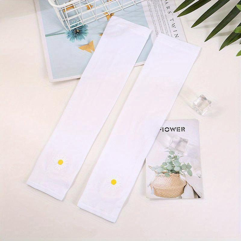 Daisy Print Sun Gloves UV Protection Breathable Ice Sleeves