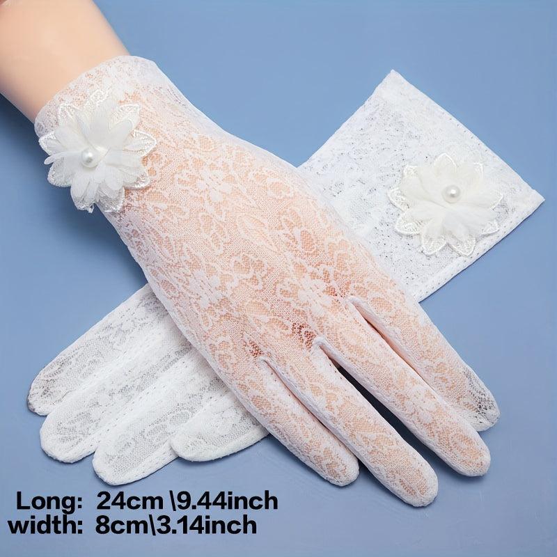 Breathable Lace Driving Cycling Gloves Full Finger Touch Screen Short Gloves