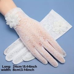 Breathable Lace Driving Cycling Gloves Full Finger Touch Screen Short Gloves