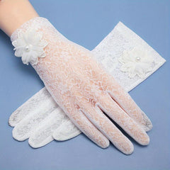 Breathable Lace Driving Cycling Gloves Full Finger Touch Screen Short Gloves