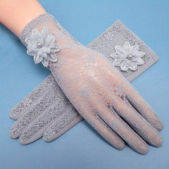 Breathable Lace Driving Cycling Gloves Full Finger Touch Screen Short Gloves