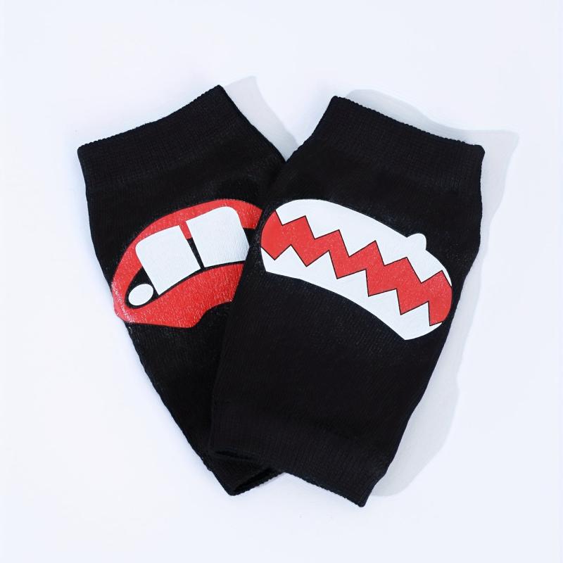 Red Lips Printed Y2K Gloves Elastic Fingerless Hip Hop Warm Knitted Gloves