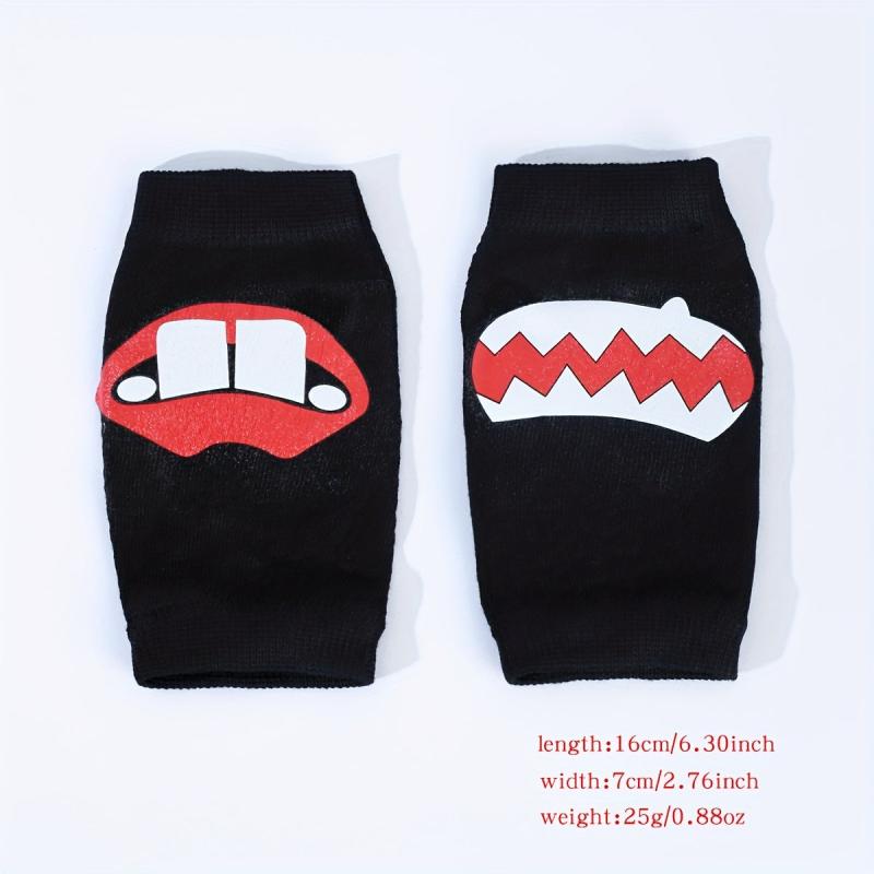 Red Lips Printed Y2K Gloves Elastic Fingerless Hip Hop Warm Knitted Gloves