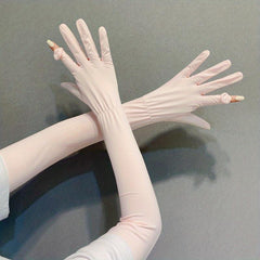 Sunscreen Women's Full Finger Touch Screen Gloves Thin Ice Silk