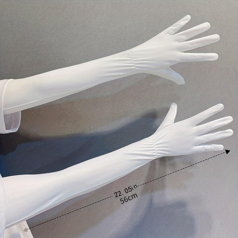 Sunscreen Women's Full Finger Touch Screen Gloves Thin Ice Silk