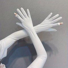 Sunscreen Women's Full Finger Touch Screen Gloves Thin Ice Silk