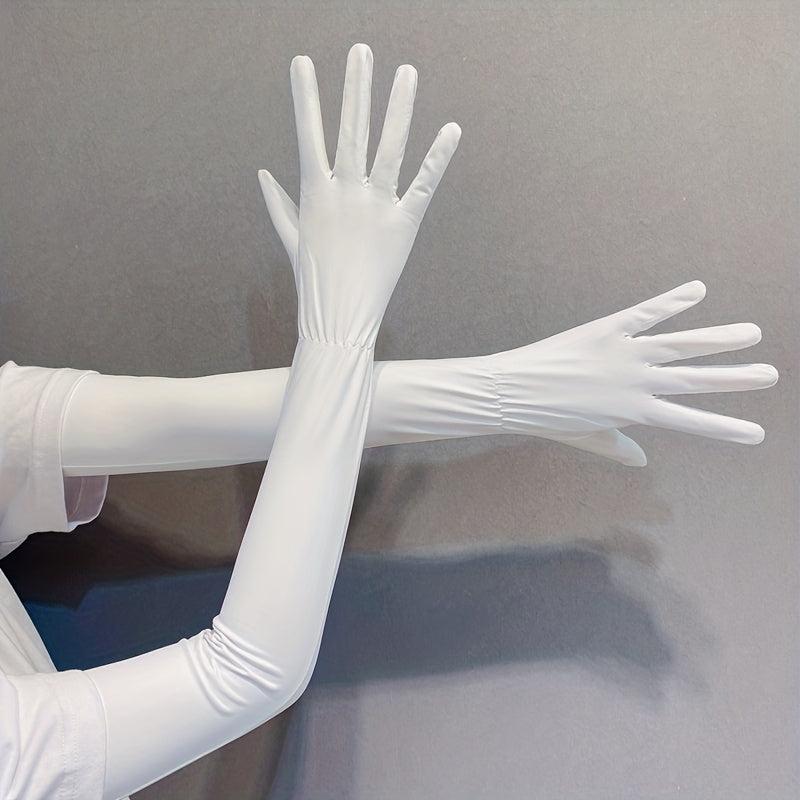 Sunscreen Women's Full Finger Touch Screen Gloves Thin Ice Silk