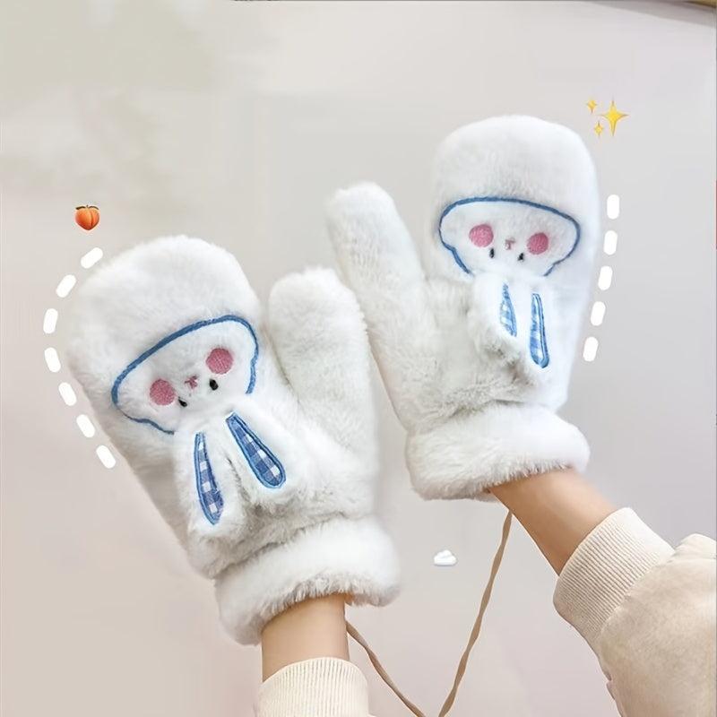 Winter Mittens Cycling Plush Thick Windproof Warm Gloves