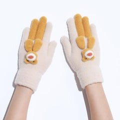 Bear Decor Cold Weather Touchscreen Gloves For Women