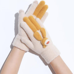 Bear Decor Cold Weather Touchscreen Gloves For Women