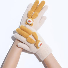 Bear Decor Cold Weather Touchscreen Gloves For Women