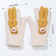 Bear Decor Cold Weather Touchscreen Gloves For Women