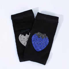 Rhinestone Strawberry Y2K Gloves Hip Hop Fingerless Knitted Gloves