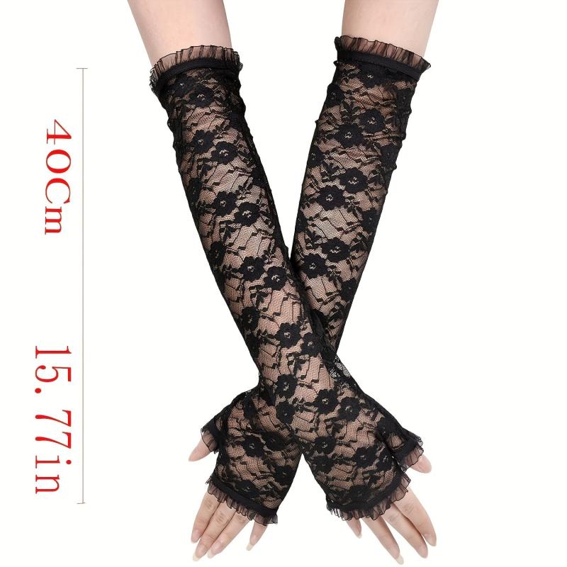 Lace Hollow Out Sleeve Long Sunscreen UV Protection Sleeve Arm Guard Fingerless
